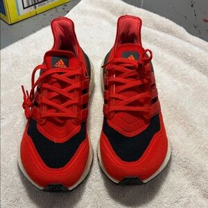 adidas Red and Black Knit Athletic Sneakers